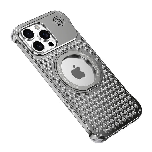 Funda de refrigeración transfronteriza de aleación de aluminio para aromaterapia para teléfono, Apple 17 Pro Max soporte giratorio giratorio giratorio anti-golpes y funda protectora 16